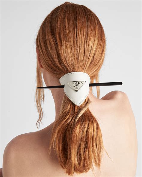 prada hair clips|prada leather hair clip.